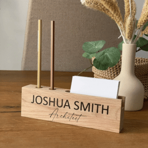 Wooden Desk Organizer Name Plate